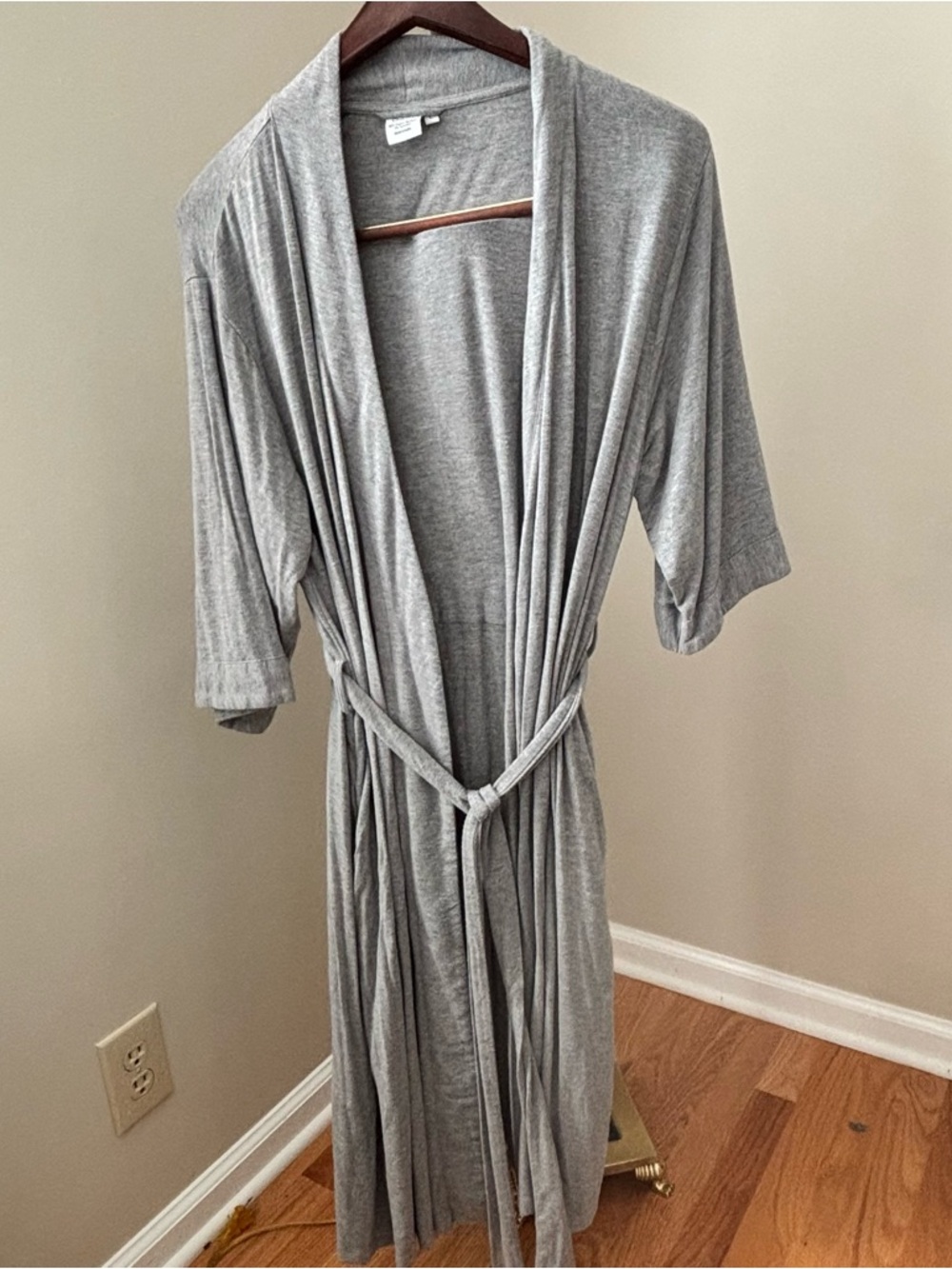 Quince Bamboo Jersey Robe in Grey Size Large